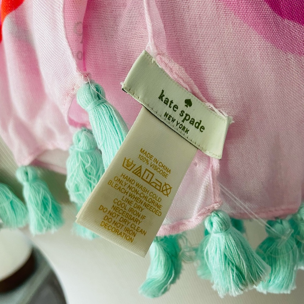 New! KATE SPADE New York “Sweet” Tassel Scarf Shawl 24x80 NWOT - Picture 10 of 11